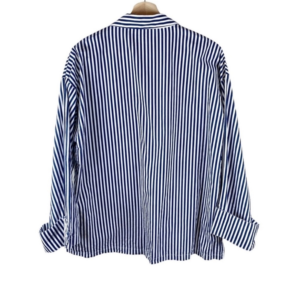 Zara Poplin Strips Button Oversized - image 6